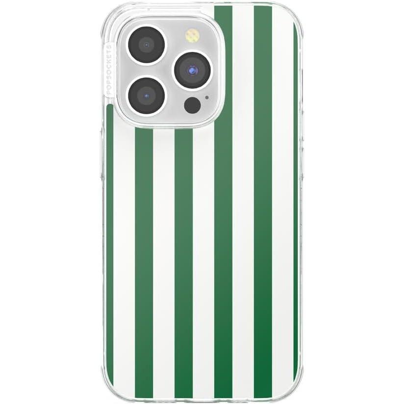 imagePopSockets iPhone 17 Phone Case Compatible with MagSafe for iPhone 17 Wireless Charging Compatible Case Only GinghamStripe Green