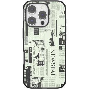 PopSockets iPhone 16 Pro Case Compatible with MagSafe, Phone Case for iPhone 16 Pro, Wireless Charging Compatible, Case Only – Hot Off The Press Black