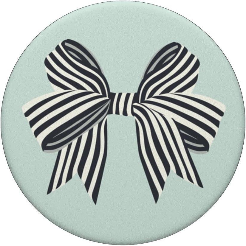 imagePopSockets Phone Grip Black Striped Bow PopSockets PopGrip for MagSafeAdhesive PopGrip