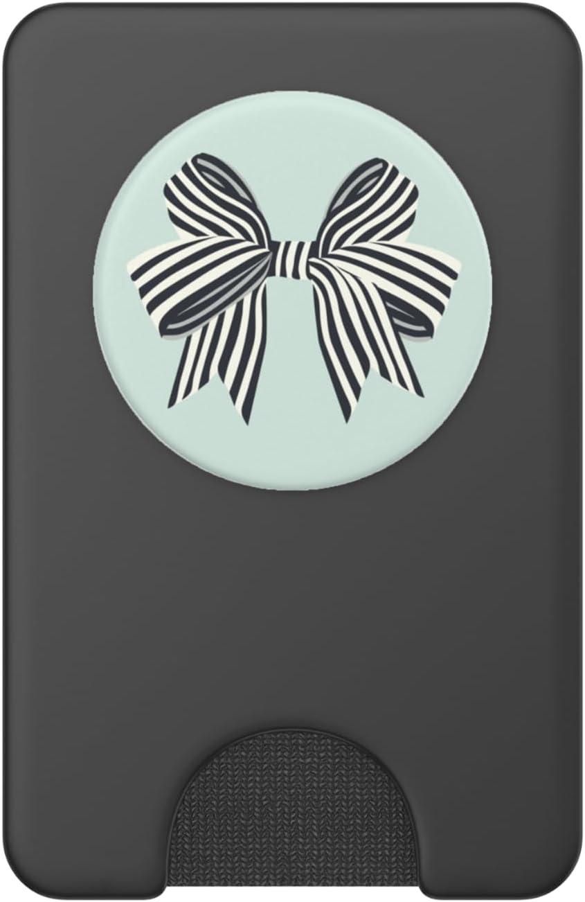 imagePopSockets Phone Grip Black Striped Bow PopSockets PopGrip for MagSafeMagnetic PopWallet