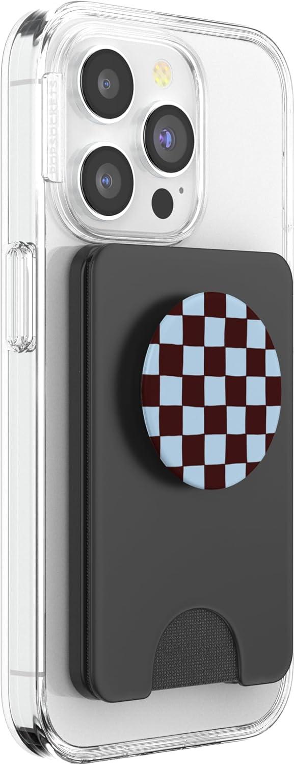 imagePopSockets Phone Grip Blue Brown Checker PopSockets Adhesive PopGripMagnetic PopWallet