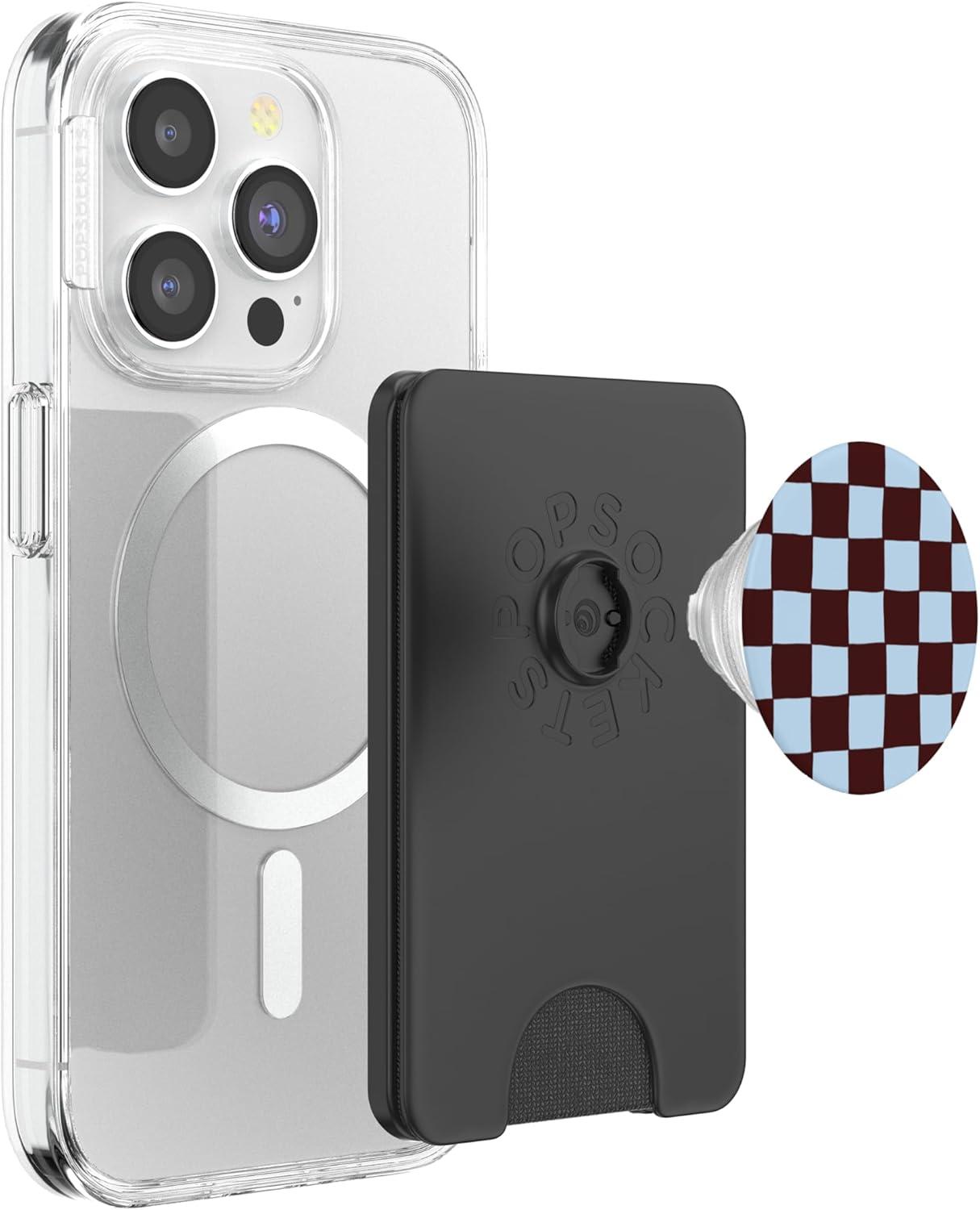 imagePopSockets Phone Grip Blue Brown Checker PopSockets Adhesive PopGripMagnetic PopWallet