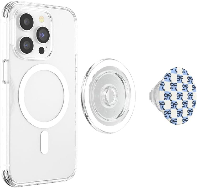 imagePopSockets Phone Grip Blue amp Black Bow Checker PopSockets PopGrip for MagSafeMagnetic PopGrip