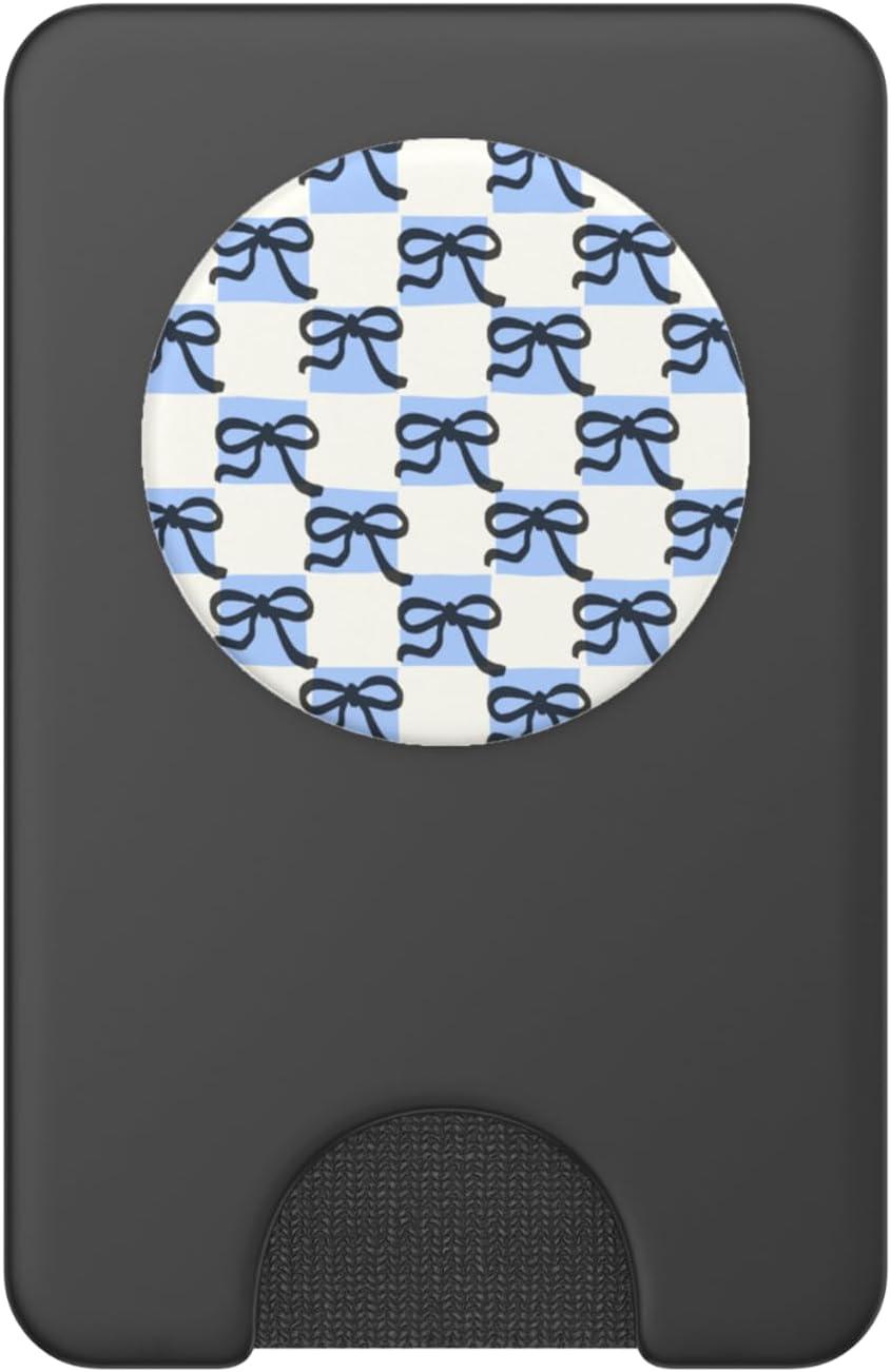 imagePopSockets Phone Grip Blue amp Black Bow Checker PopSockets PopGrip for MagSafeMagnetic PopWallet