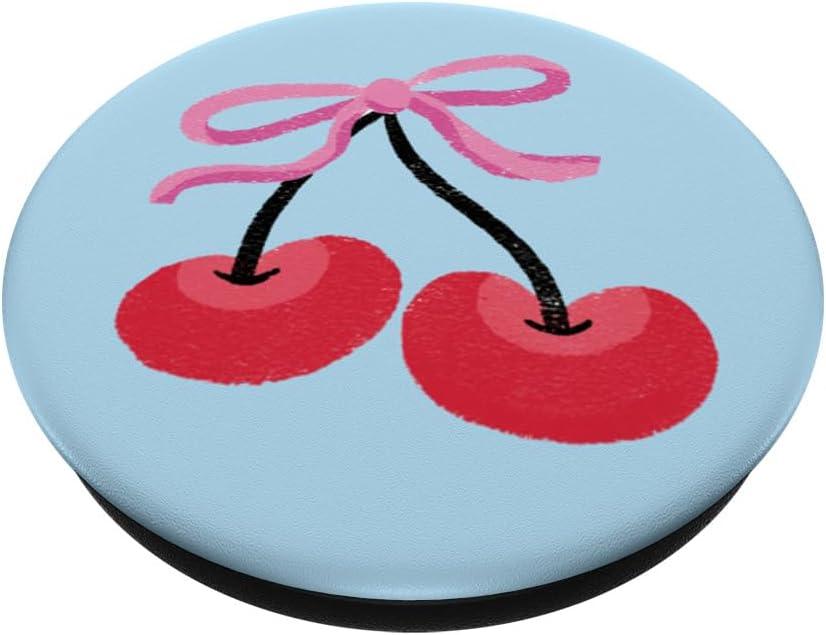 imagePopSockets Phone Grip Cutie Cherry Bow PopSockets PopGrip for MagSafeAdhesive PopGrip