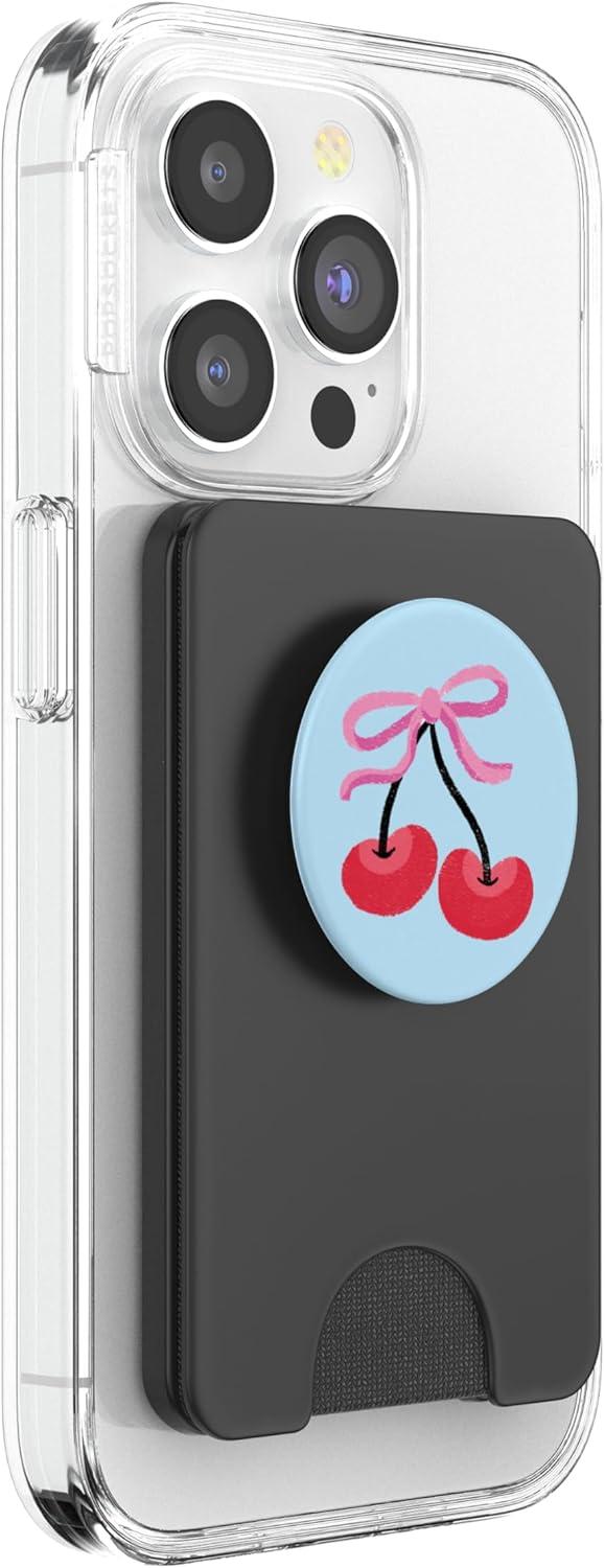 imagePopSockets Phone Grip Cutie Cherry Bow PopSockets PopGrip for MagSafeMagnetic PopWallet