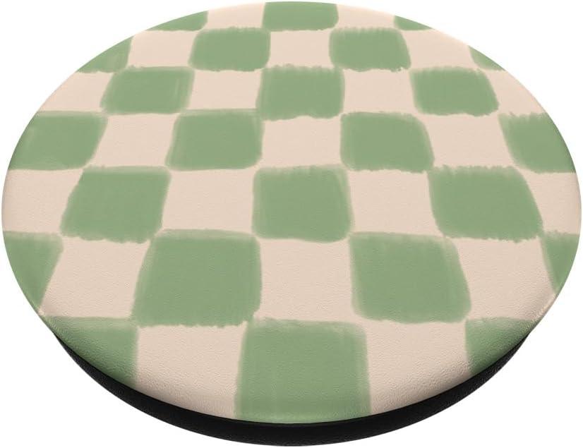 imagePopSockets Phone Grip Green Beige Checker PopSockets PopGrip for MagSafeAdhesive PopGrip