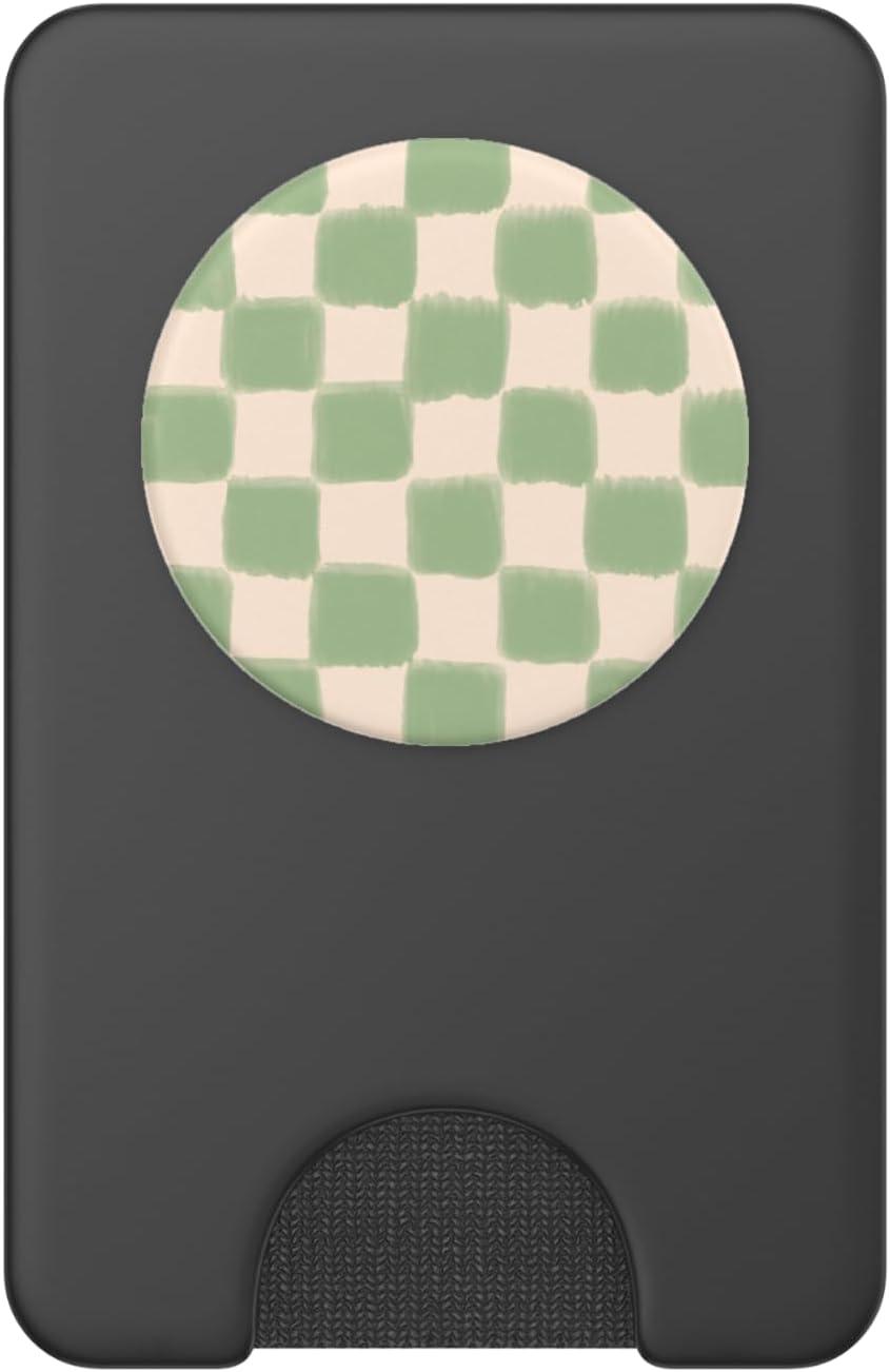 imagePopSockets Phone Grip Green Beige Checker PopSockets PopGrip for MagSafeMagnetic PopWallet