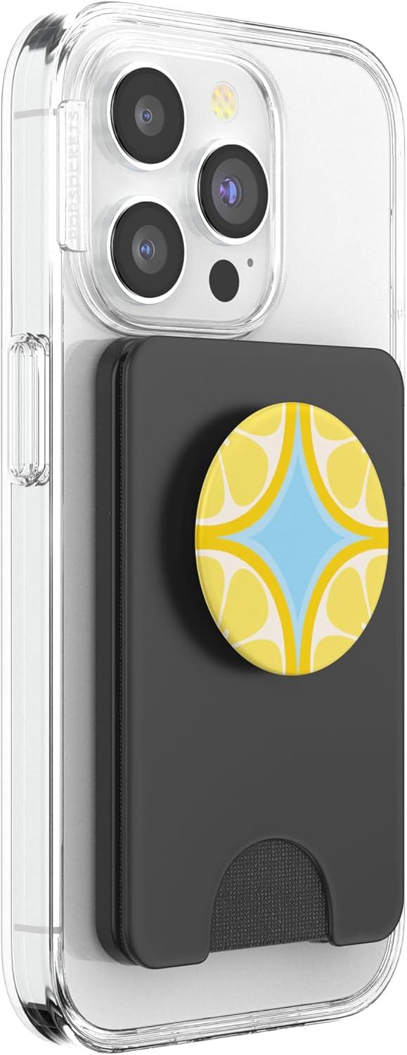 imagePopSockets Phone Grip Lemon Slice Blue PopSockets PopGrip for MagSafeMagnetic PopWallet