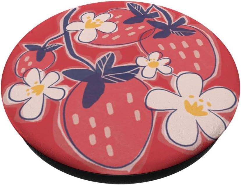 imagePopSockets Phone Grip Strawberry Floral Blooms PopSockets PopGrip for MagSafeAdhesive PopGrip