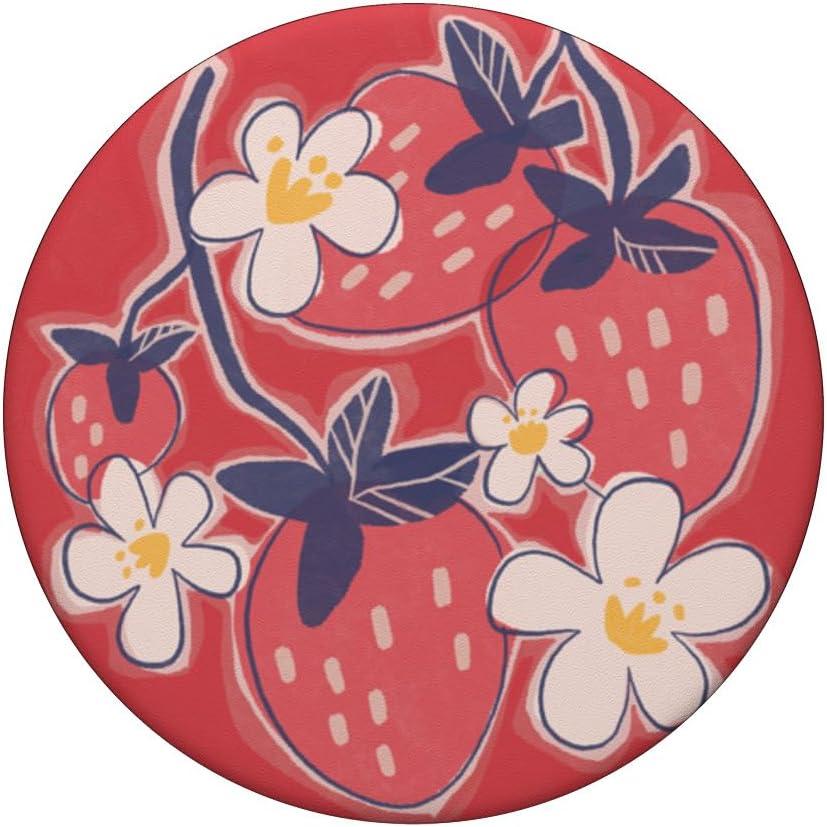 imagePopSockets Phone Grip Strawberry Floral Blooms PopSockets PopGrip for MagSafeAdhesive PopGrip