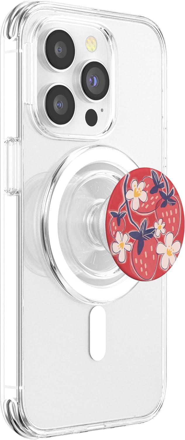 imagePopSockets Phone Grip Strawberry Floral Blooms PopSockets PopGrip for MagSafeMagnetic PopGrip
