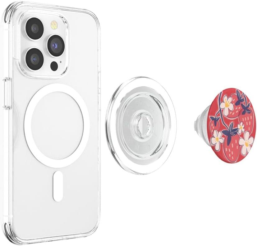 imagePopSockets Phone Grip Strawberry Floral Blooms PopSockets PopGrip for MagSafeMagnetic PopGrip