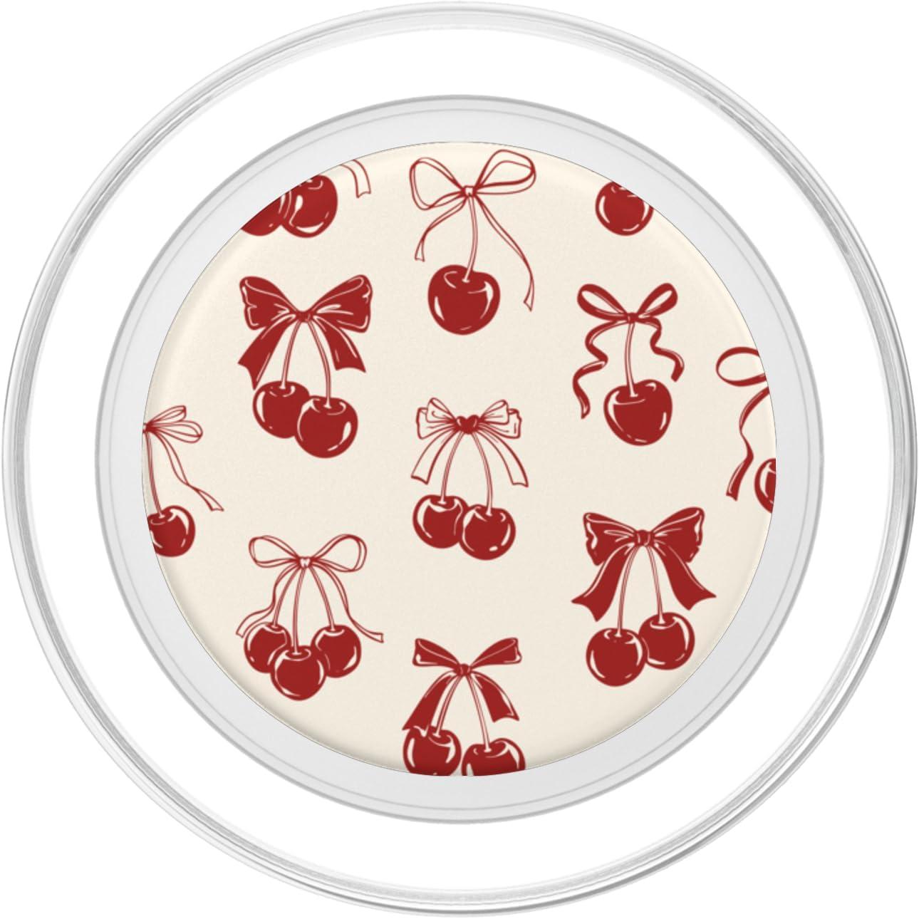 imagePopSockets Phone Grip Vintage Cherry Bows PopSockets PopGrip for MagSafeMagnetic PopGrip