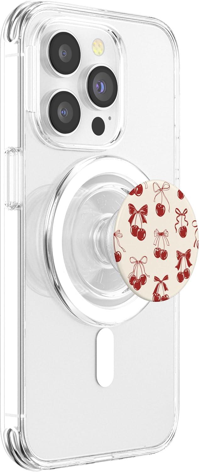 imagePopSockets Phone Grip Vintage Cherry Bows PopSockets PopGrip for MagSafeMagnetic PopGrip