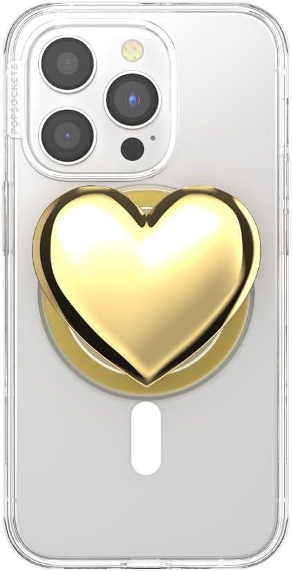imagePopSockets Phone Grip for MagSafe with Kickstand Magnetic Stand Swappable Top Secure Hold for iPhone MagSafe Cases Phone amp Tablet Grip Cute PopSockets Squishy Tidepool Heart PinkyHeart of Gold