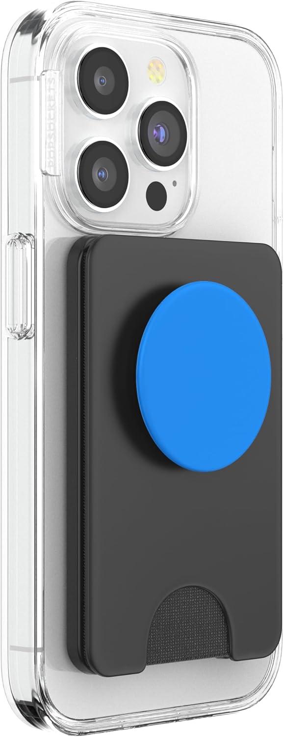 imagePopSockets Phone Grip with Expanding Kickstand Bright Blue PopSockets Adhesive PopGripMagnetic PopWallet