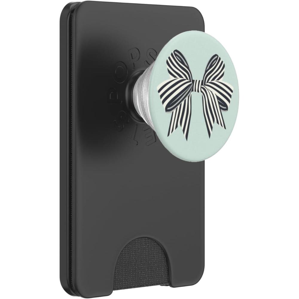 imagePopSockets Phone Grip Black Striped Bow PopSockets PopGrip for MagSafeMagnetic PopWallet