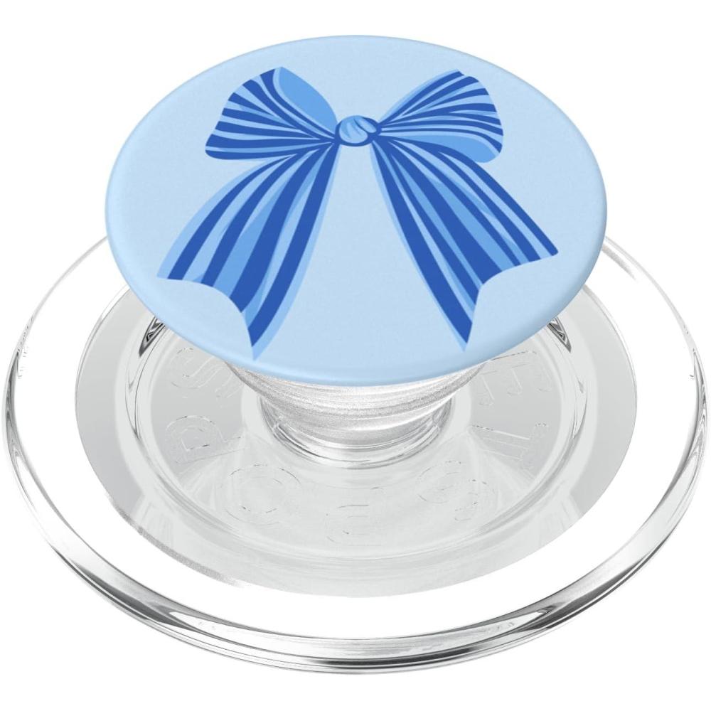 imagePopSockets Phone Grip  Blue Striped Bow PopSockets PopGrip for MagSafeMagnetic PopGrip