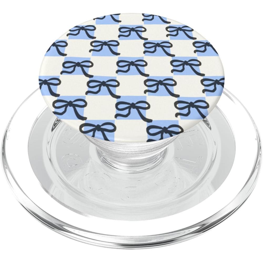 imagePopSockets Phone Grip Blue amp Black Bow Checker PopSockets PopGrip for MagSafeMagnetic PopGrip