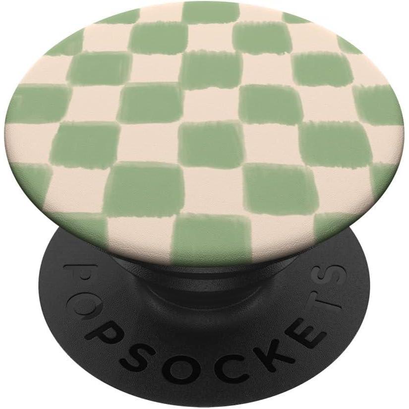 imagePopSockets Phone Grip  Green Beige Checker PopSockets PopGrip for MagSafeAdhesive PopGrip