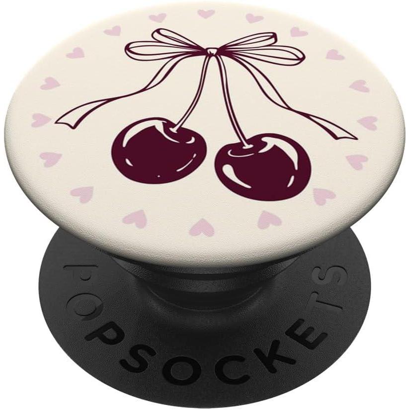 imagePopSockets Phone Grip Heart amp Bow  Black Cherry PopSockets PopGrip for MagSafeAdhesive PopGrip