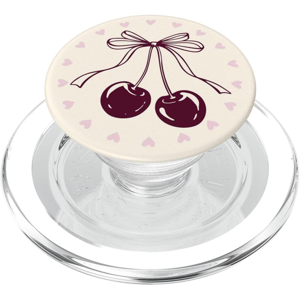imagePopSockets Phone Grip Heart amp Bow Black Cherry PopSockets PopGrip for MagSafeMagnetic PopGrip