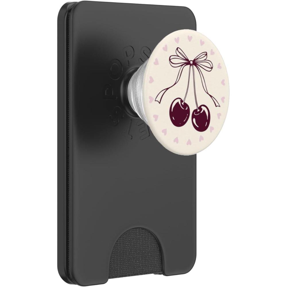 imagePopSockets Phone Grip Heart amp Bow  Black Cherry PopSockets PopGrip for MagSafeMagnetic PopWallet