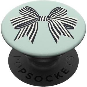 PopSockets Phone Grip – Black Striped Bow PopSockets PopGrip for MagSafe(Adhesive PopGrip)