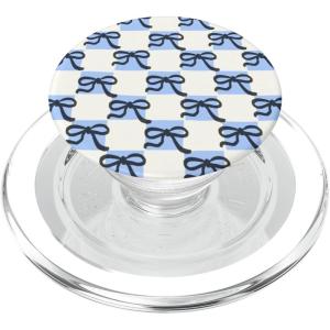 PopSockets Phone Grip – Blue & Black Bow Checker PopSockets PopGrip for MagSafe(Magnetic PopGrip)