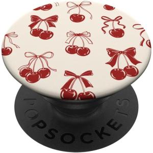 PopSockets Phone Grip – Vintage Cherry Bows PopSockets PopGrip for MagSafe(Adhesive PopGrip)