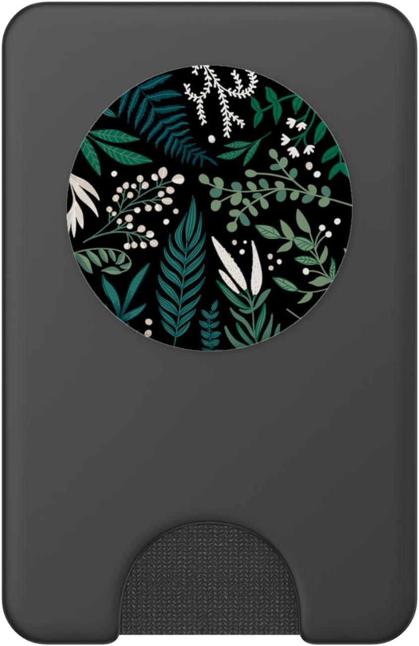 imageGreen Botanical Fern Leaves amp White Berry Blossom Pattern PopSockets PopGrip for MagSafeMagnetic PopWallet
