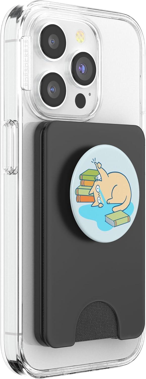 imagePopSockets Cat amp Bookish Phone Grip Catastrophic Reader PopSockets PopGrip for MagSafeMagnetic PopWallet