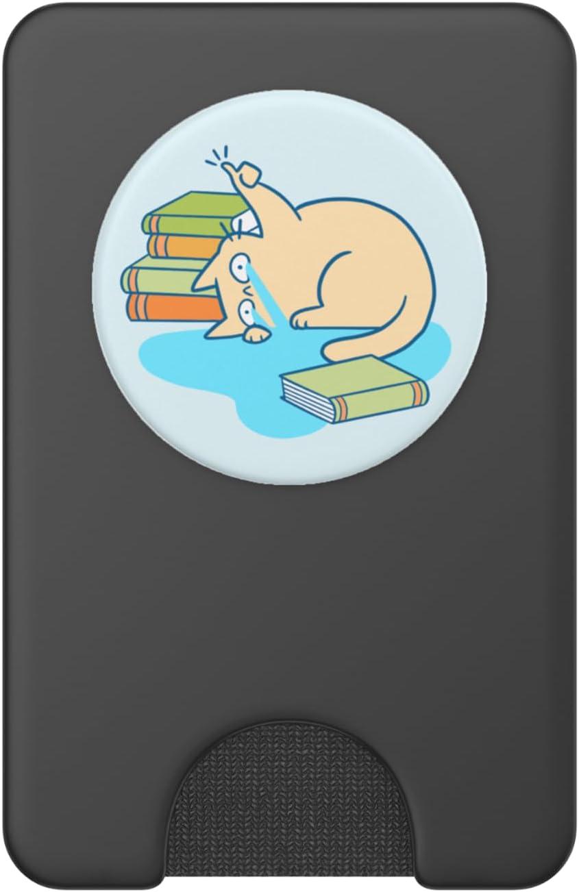 imagePopSockets Cat amp Bookish Phone Grip Catastrophic Reader PopSockets PopGrip for MagSafeMagnetic PopWallet