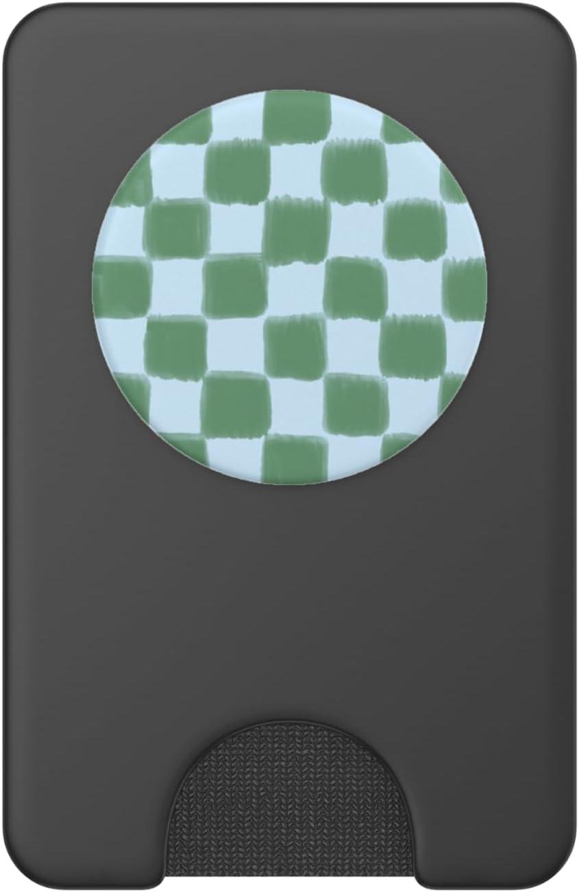 imagePopSockets Phone Grip Blue Green Checker PopSockets PopGrip for MagSafeMagnetic PopWallet
