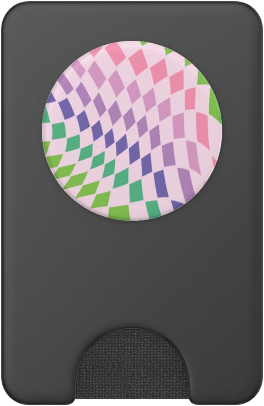 imagePopSockets Phone Grip Checker Wavy Lavender PopSockets PopGrip for MagSafeMagnetic PopWallet
