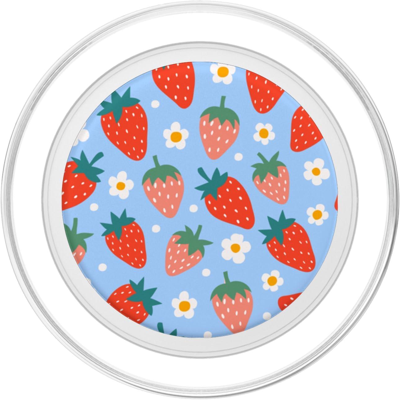 imagePopSockets Phone Grip Floral Blue Strawberry Patch PopSockets PopGrip for MagSafeMagnetic PopGrip