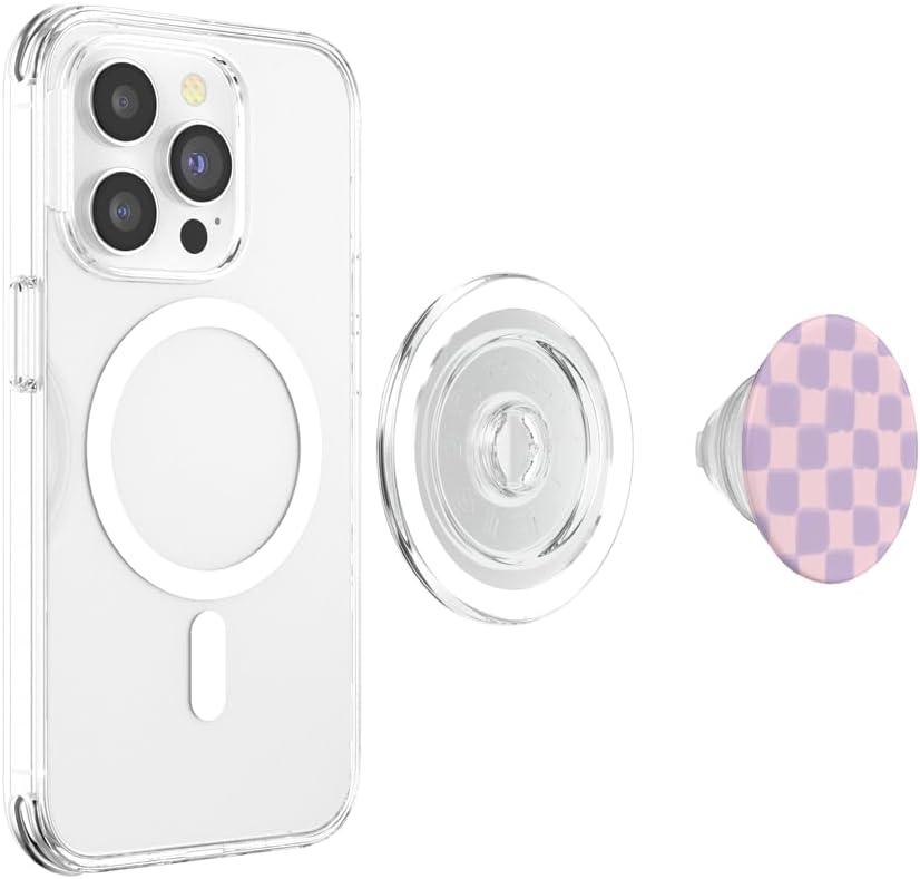 imagePopSockets Phone Grip Pink amp Purple Checker PopSockets PopGrip for MagSafeMagnetic PopGrip