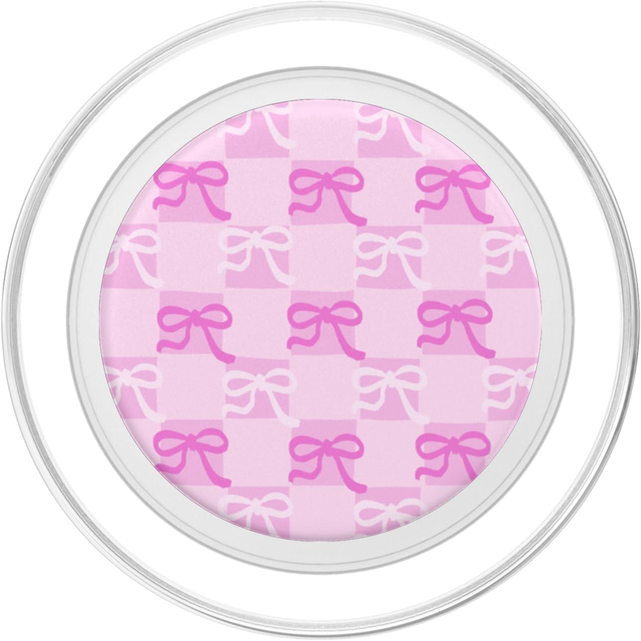 imagePopSockets Phone Grip Pink amp White Bow Checker PopSockets PopGrip for MagSafeMagnetic PopGrip