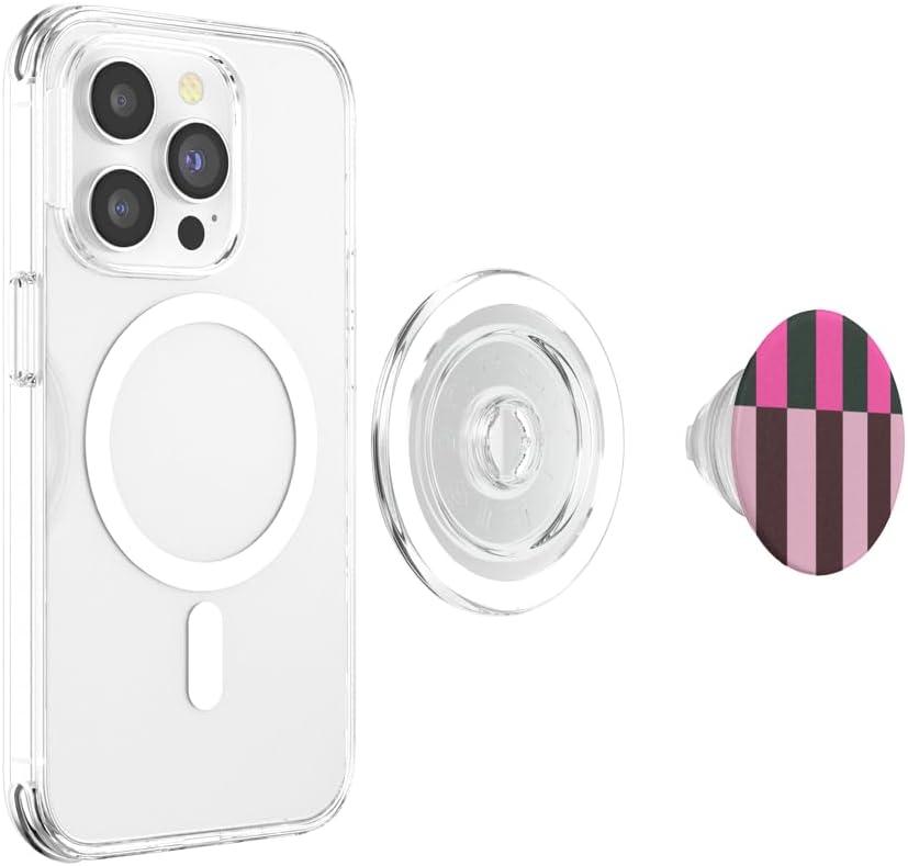 imagePopSockets Phone Grip Pop of Pink Stripe PopSockets PopGrip for MagSafeMagnetic PopGrip