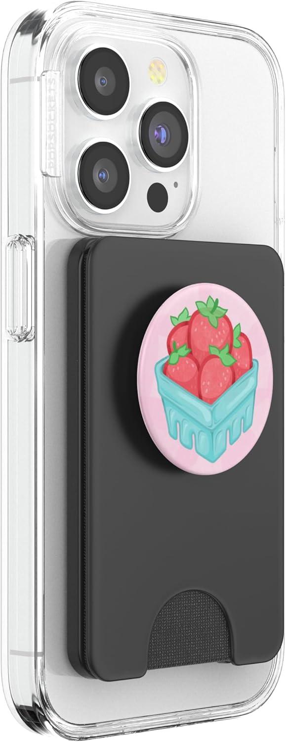 imagePopSockets Phone Grip Strawberry Basket PopSockets PopGrip for MagSafeMagnetic PopWallet