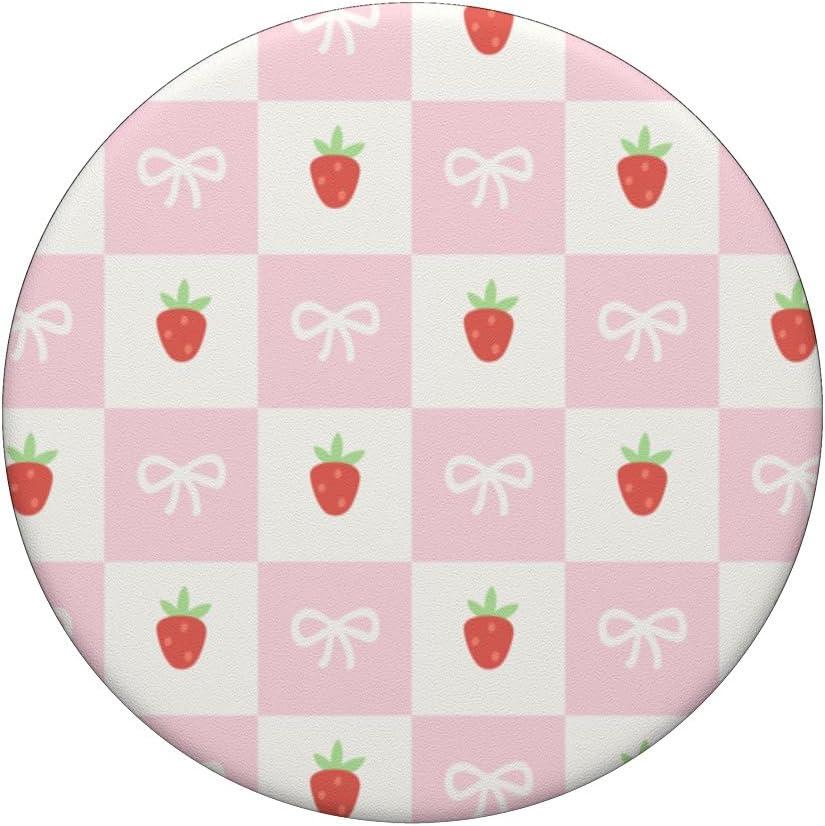 imagePopSockets Phone Grip Strawberry Checker PopSockets PopGrip for MagSafeAdhesive PopGrip