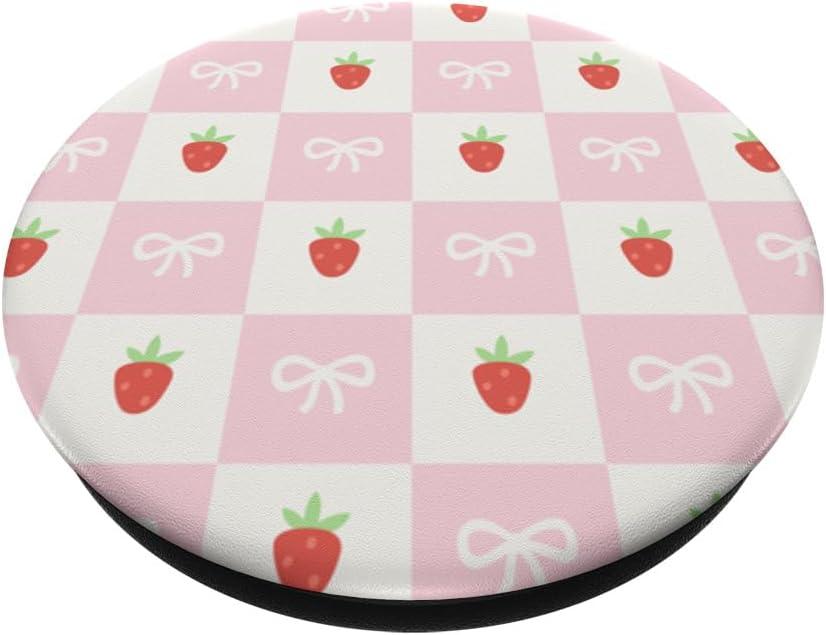 imagePopSockets Phone Grip Strawberry Checker PopSockets PopGrip for MagSafeAdhesive PopGrip