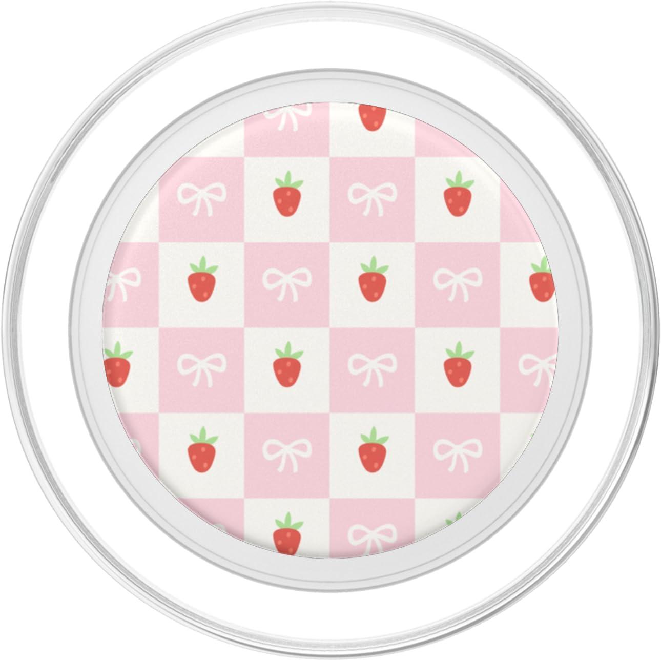 imagePopSockets Phone Grip Strawberry Checker PopSockets PopGrip for MagSafeMagnetic PopGrip