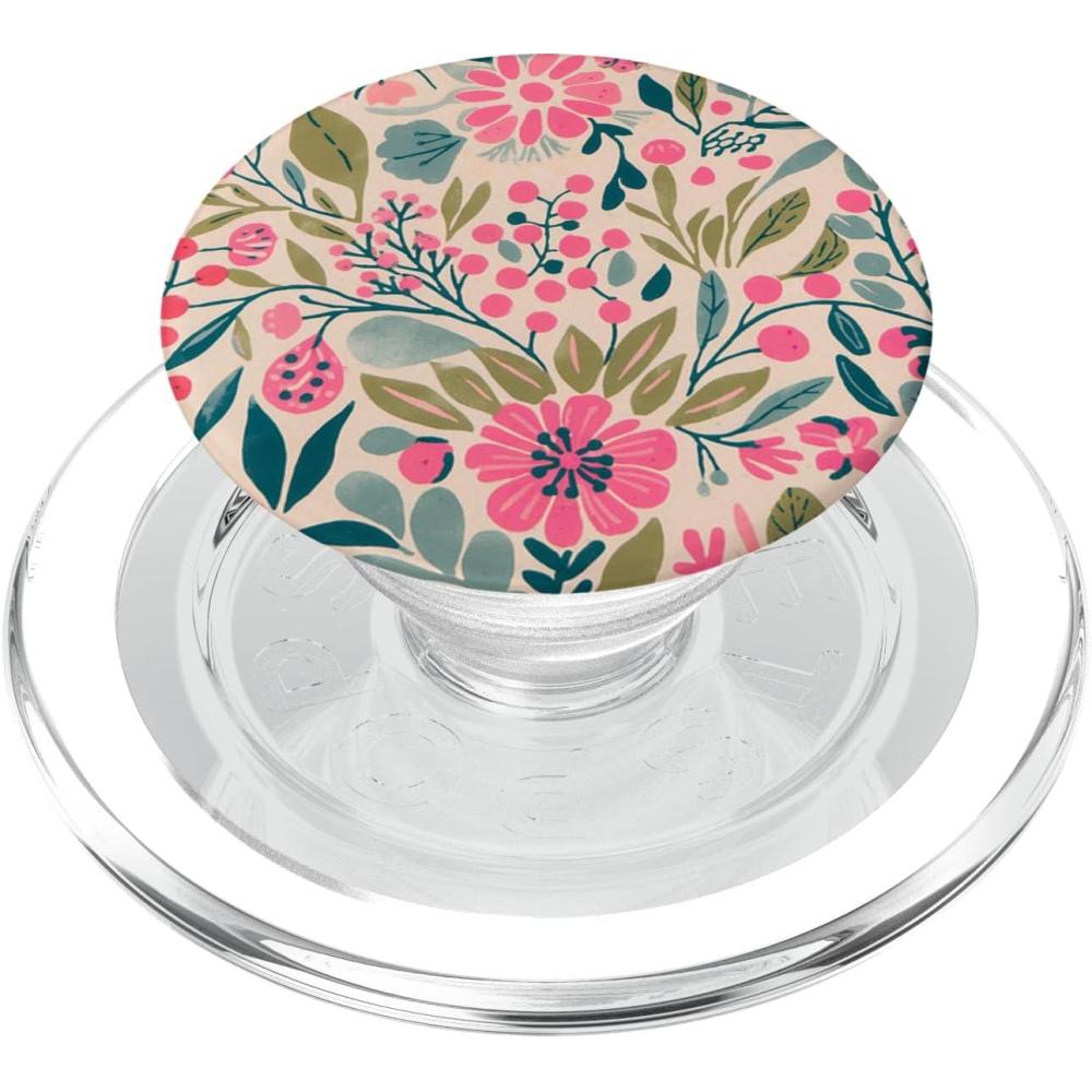 imageBoho Floral Garden Pattern for Women  Nature amp Plant Love PopSockets PopGrip for MagSafeMagnetic PopGrip