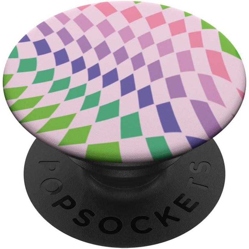 imagePopSockets Phone Grip  Checker Wavy Lavender PopSockets PopGrip for MagSafeAdhesive PopGrip