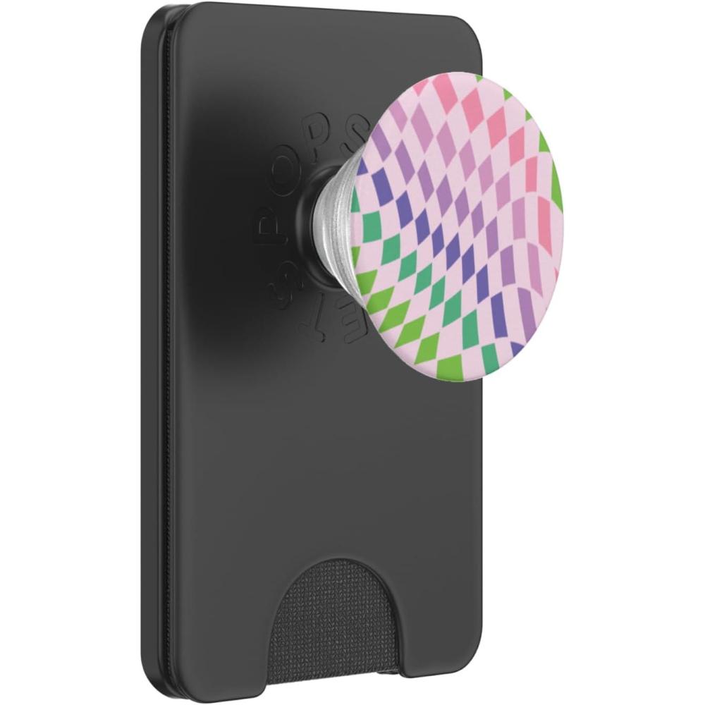 imagePopSockets Phone Grip  Checker Wavy Lavender PopSockets PopGrip for MagSafeMagnetic PopWallet