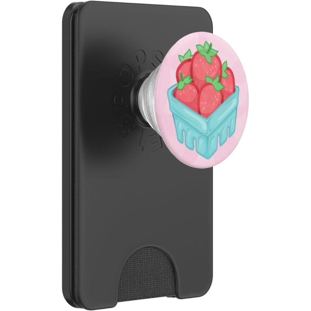 imagePopSockets Phone Grip Strawberry Basket PopSockets PopGrip for MagSafeMagnetic PopWallet