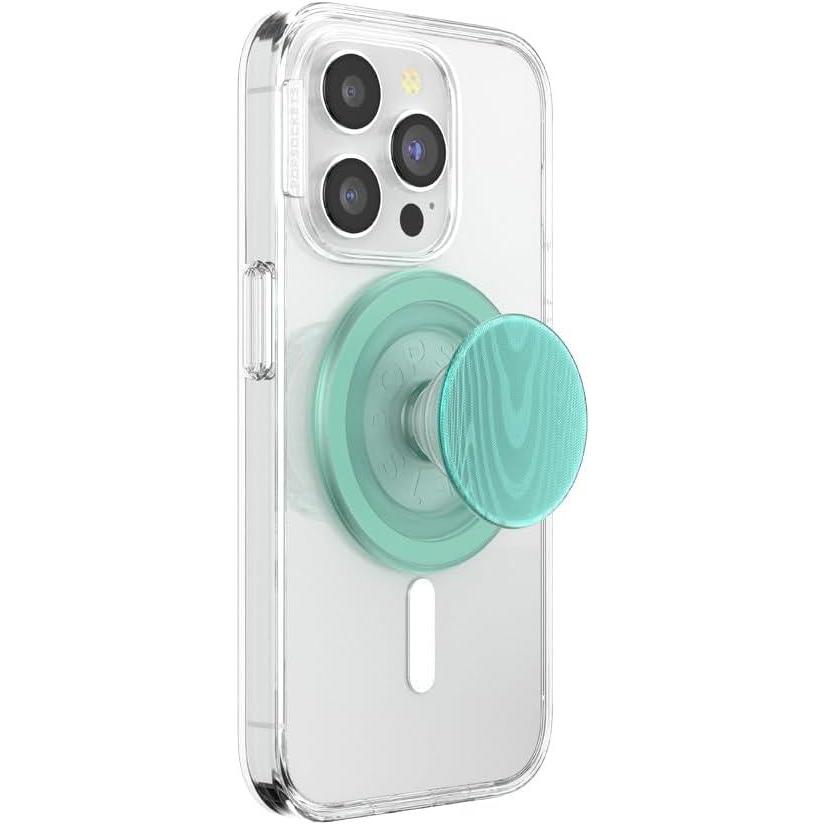 imagePopSockets Phone Grip for MagSafe Magnetic Holder Phone Stand  Translucent MintAlum Moire Turquoise
