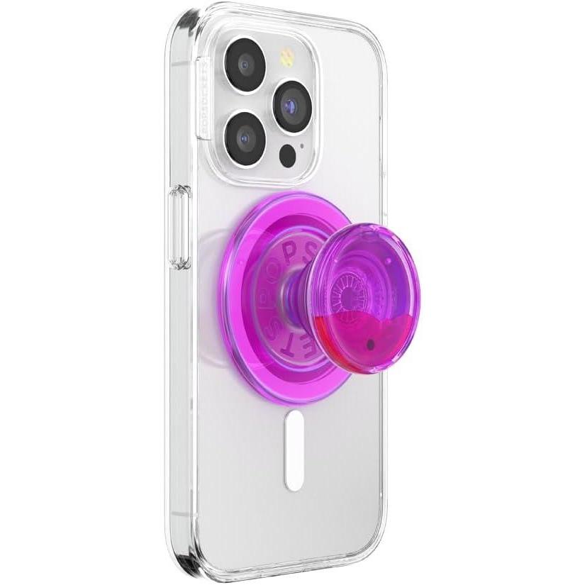 imagePopSockets Phone Grip for MagSafe with Kickstand Magnetic Stand Swappable Top Secure Hold for iPhone MagSafe Cases Phone amp Tablet Grip  Tidepool Lava Lamp AbsintheLava Lamp Neon Pink